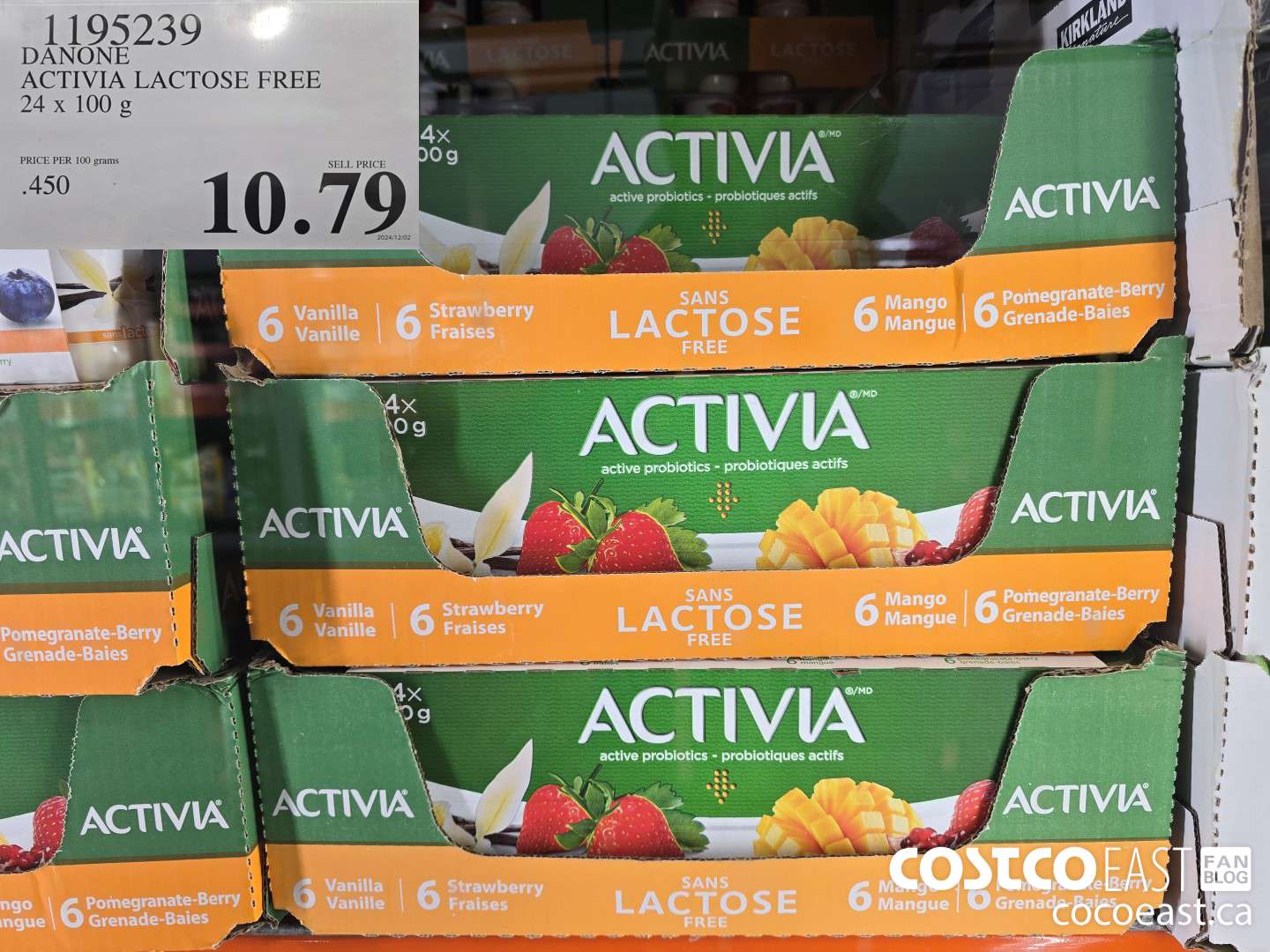 1195239 DANONE ACTIVIA LACTOSE FREE 24 x 100 g $10.79