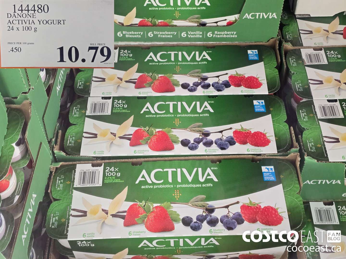 144480 DANONE ACTIVIA YOGURT 24 X 100 G $10.79