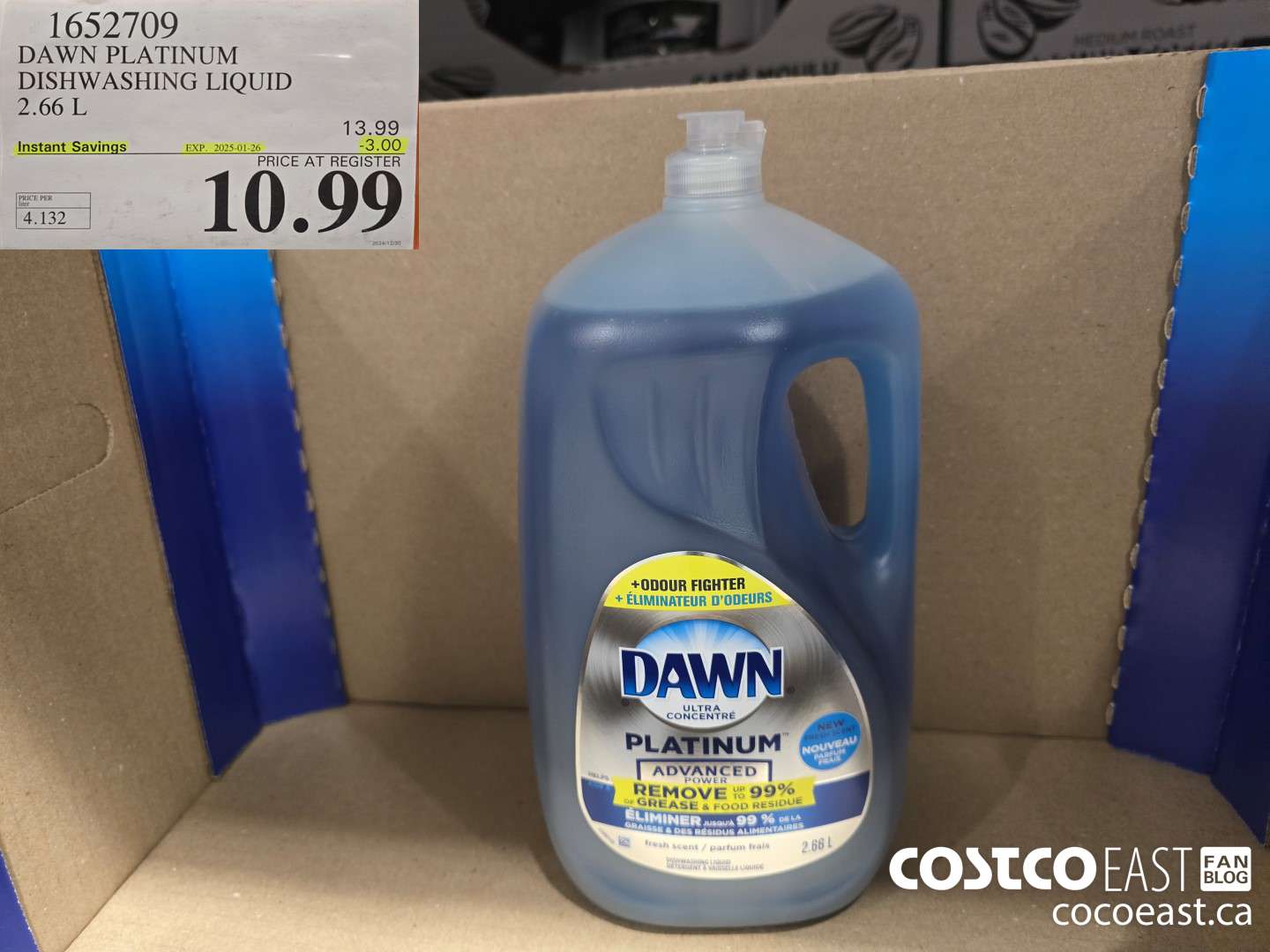 1652709 DAWN PLATINUM DISHWASHER LIQUID 2.66L ($3.00 INSTANT SAVINGS EXPIRES ON 2025-01-26) $10.99