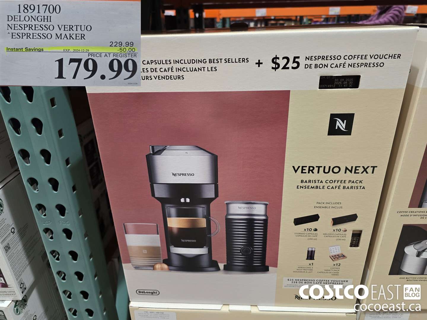 1891700 DELONGHI NESPRESSO VERTUO ESPRESSO MAKER ($50.00 INSTANT SAVINGS EXPIRES ON 2024-12-29) $229.99