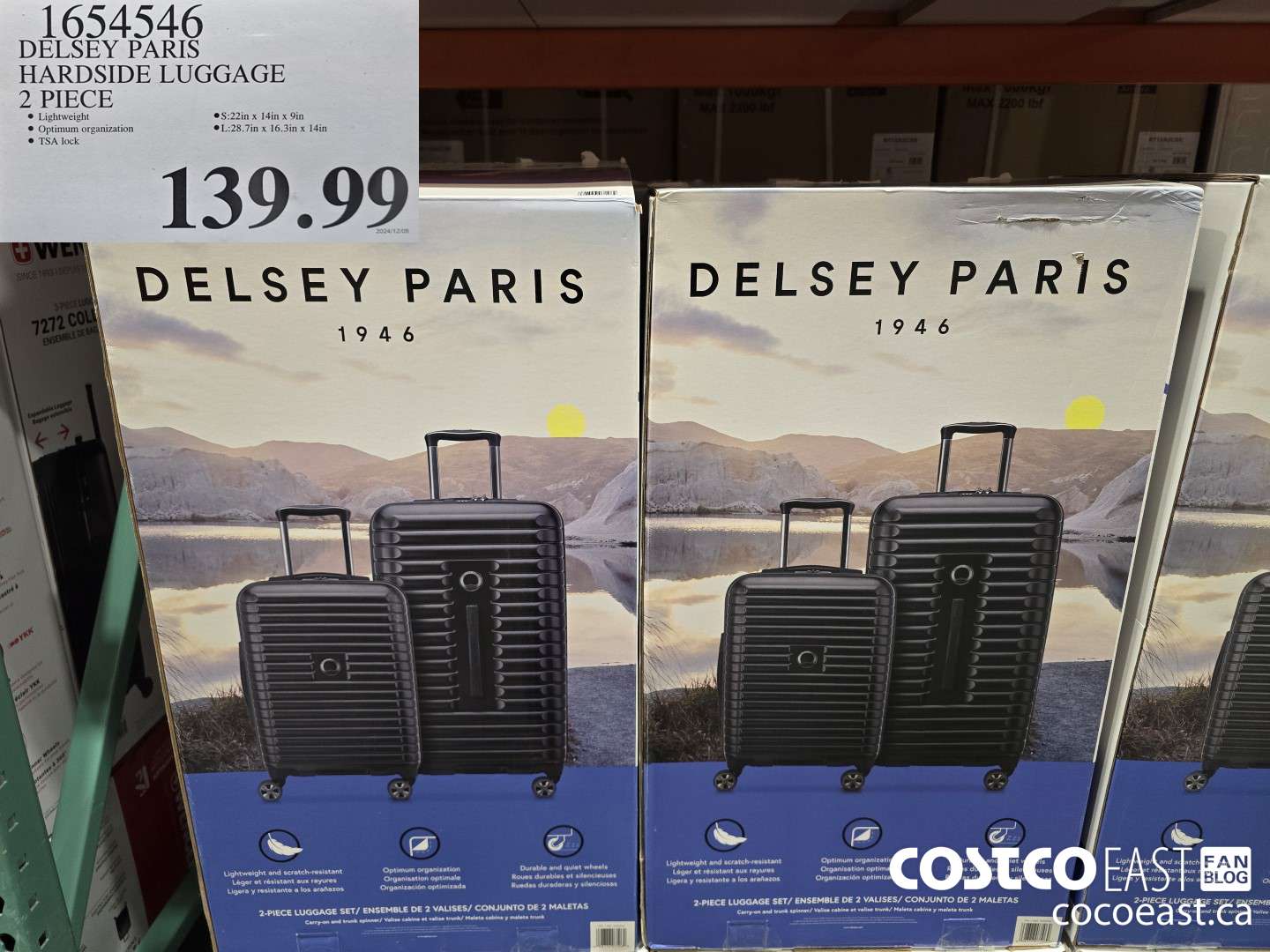1654546 DELSEY PARIS HARDSIDE LUGGAGE 2 PIECE $139.99