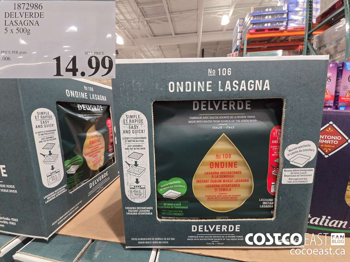 1872986 DELVERDE LASAGNA 5 X 500 G $14.99