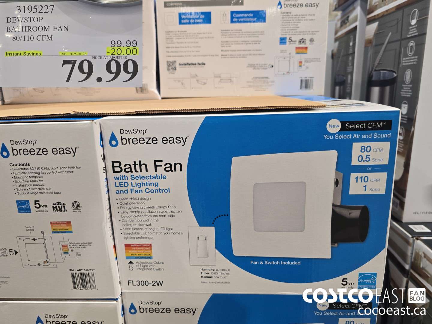 3195227 DEWSTOP BATHROOM FAN & SWITCH 80/110 CFM ($20.00 INSTANT SAVINGS EXPIRES ON 2025-01-26) $79.99