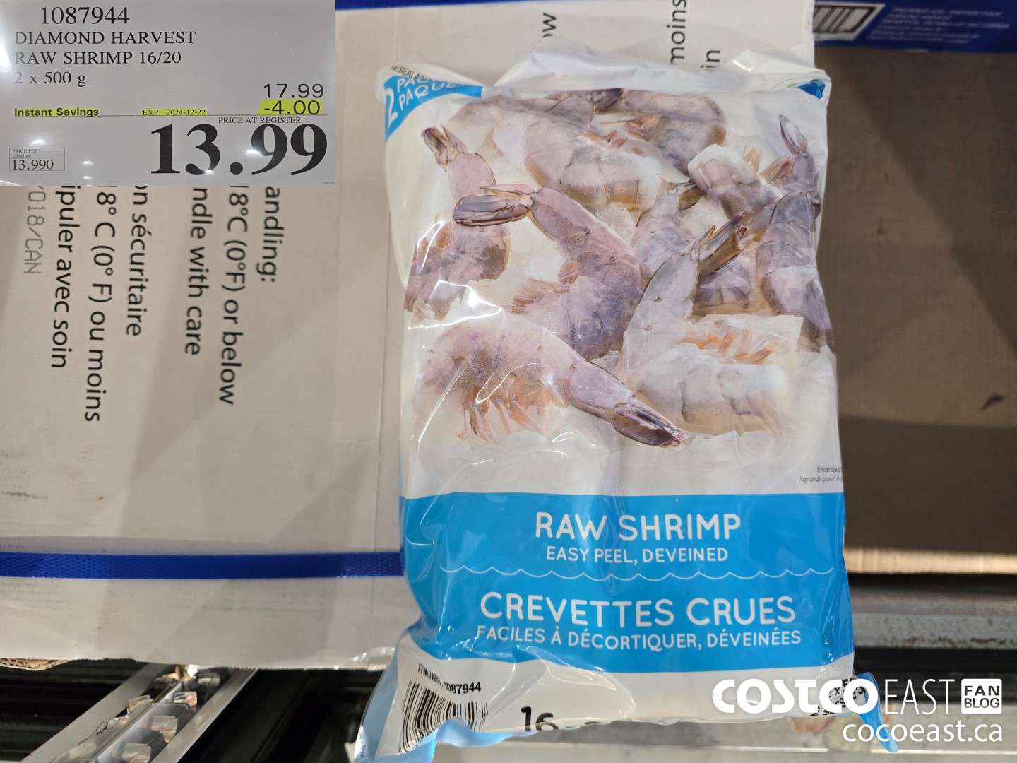 1087944 DIAMOND HARVEST RAW SHRIMP 16/20 2 x 500 g ($4.00 INSTANT SAVINGS EXPIRES ON 2024-12-22) $13.99