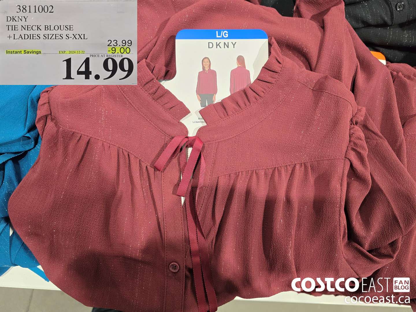 3811002 DKNY TIE NECK BLOUSE +LADIES SIZES S-XXL ($9.00 INSTANT SAVINGS EXPIRES ON 2024-12-22) $14.99