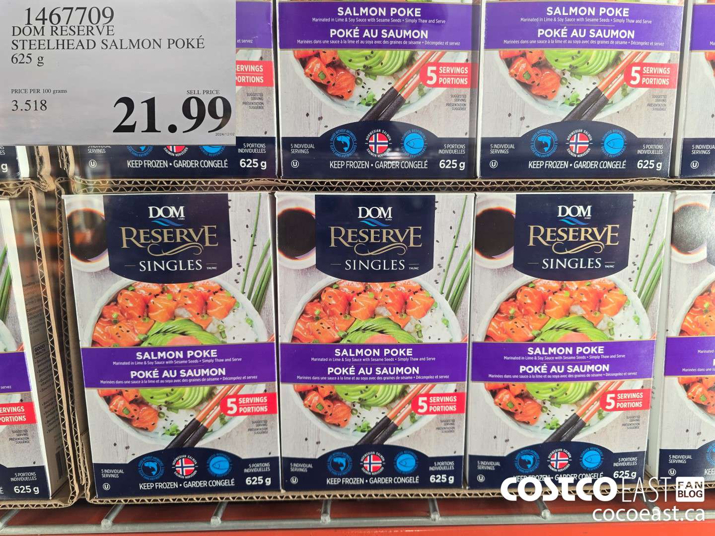 1467709 DOM RESERVE STEELHEAD SALMON POKE 625 G $21.99