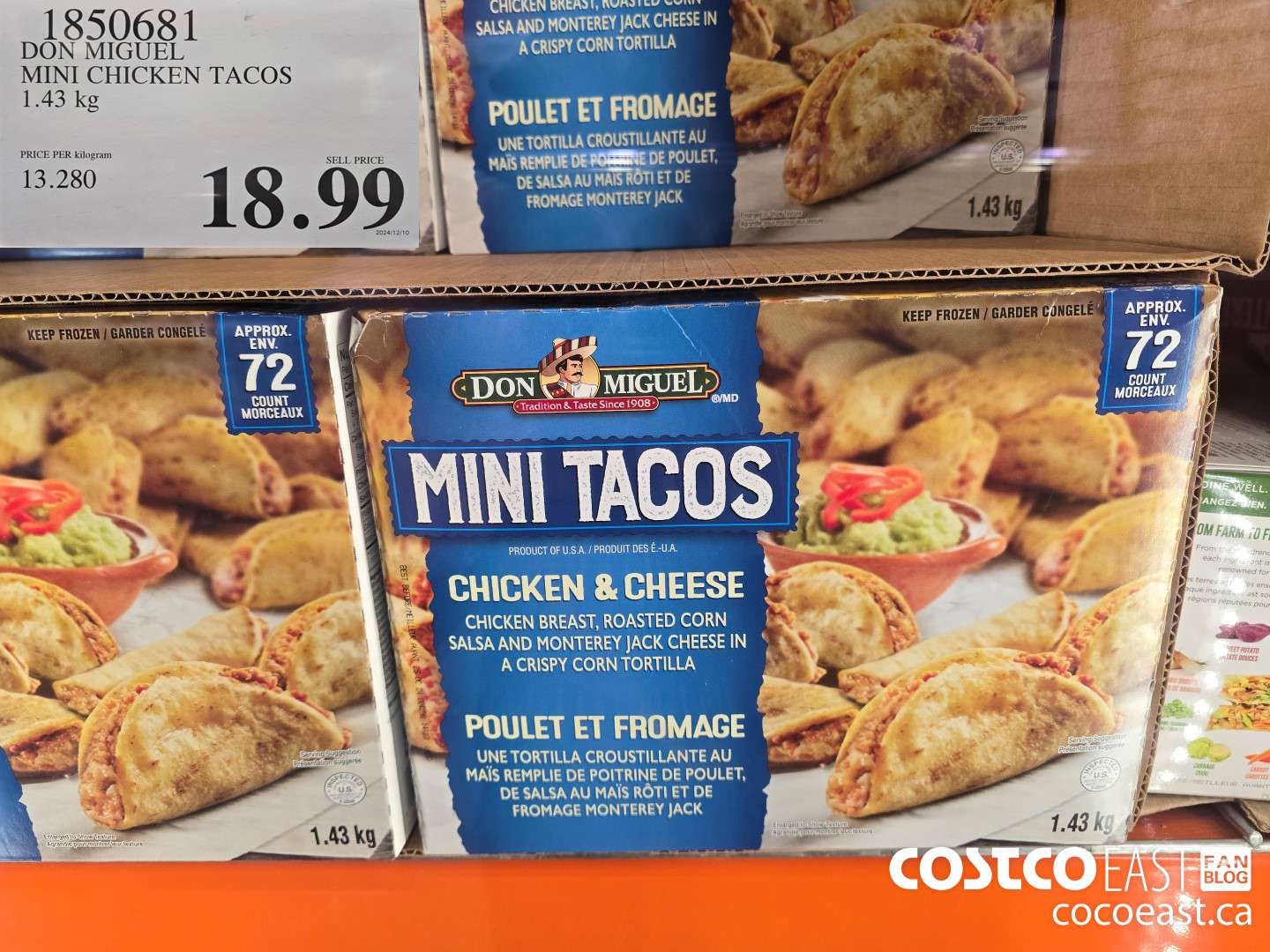 1850681 DON MIGUEL MINI CHICKEN TACOS 1.43 KG $18.99