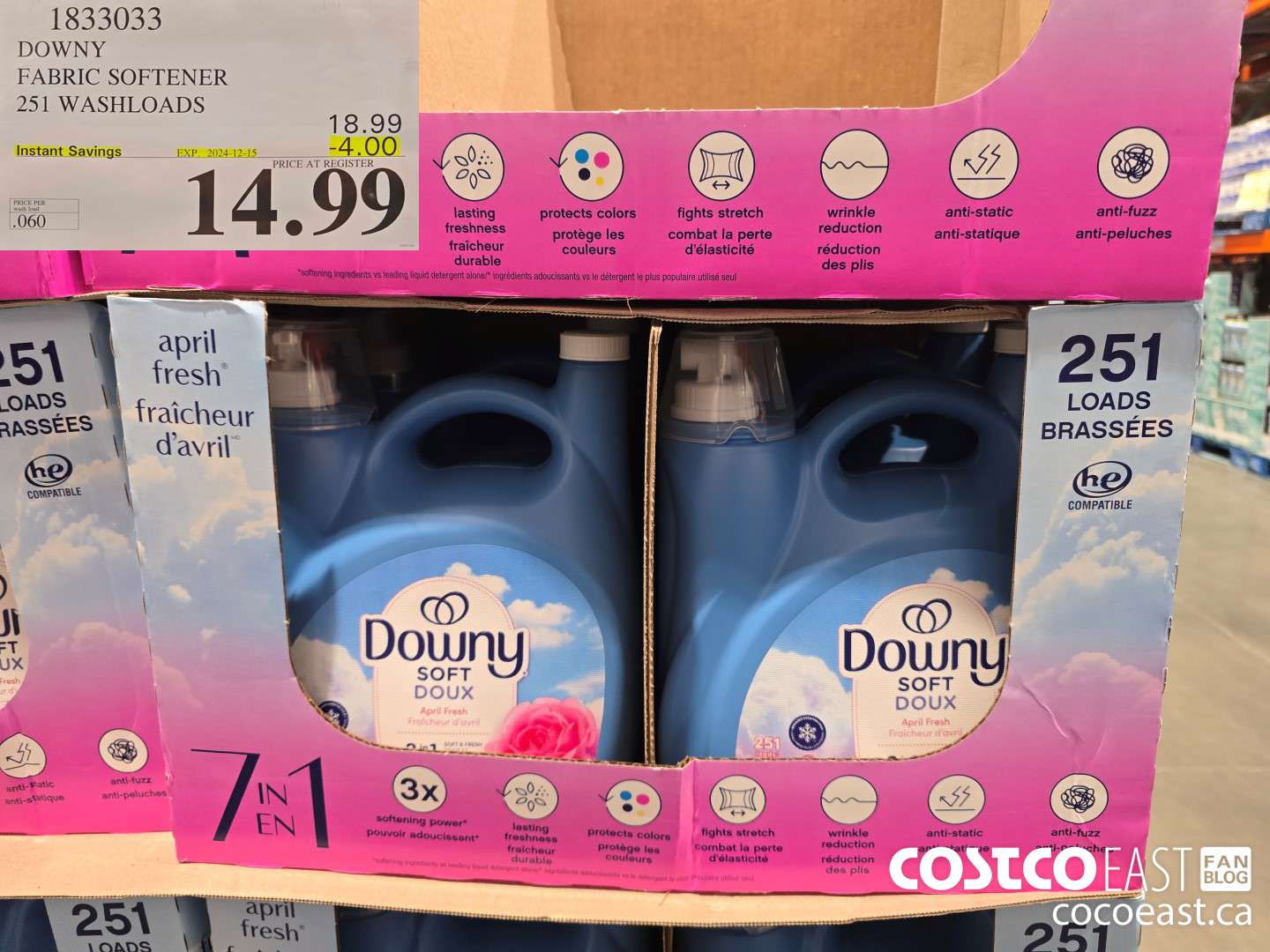 1833033 DOWNY FABRIC SOFTENER 251 WASHLOADS ($4.00 INSTANT SAVINGS EXPIRES ON 2024-12-15) $14.99