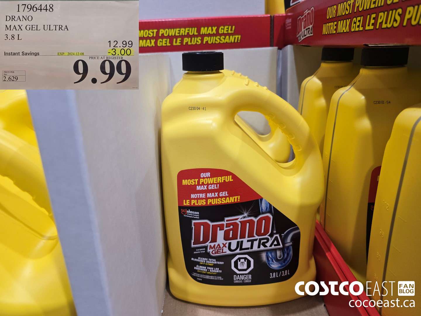 1796448 DRANO MAX GEL ULTRA 3.8L ($3.00 INSTANT SAVINGS EXPIRES ON 2024-12-08) $9.99