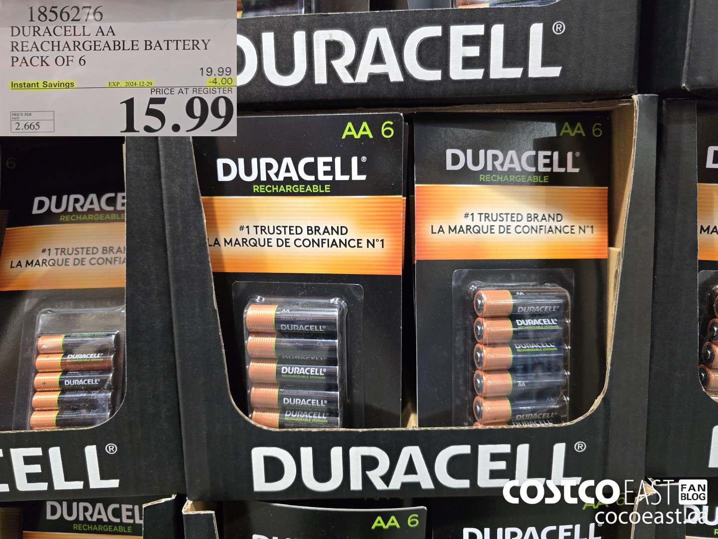 1856276 DURACELL AA RECHARGEABLE BATTERY PACK OF 6 ($4.00 INSTANT SAVINGS EXPIRES ON 2024-12-29) $15.99