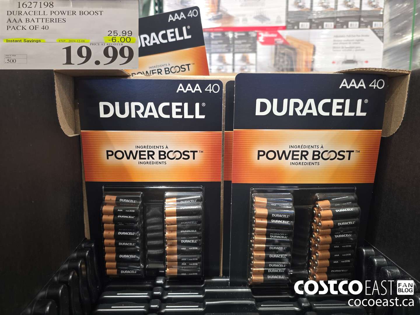 1627198 DURACELL POWER BOOST AAA BATTERIES PACK OF 40 ($6.00 INSTANT SAVINGS EXPIRES ON 2024-12-08) $19.99
