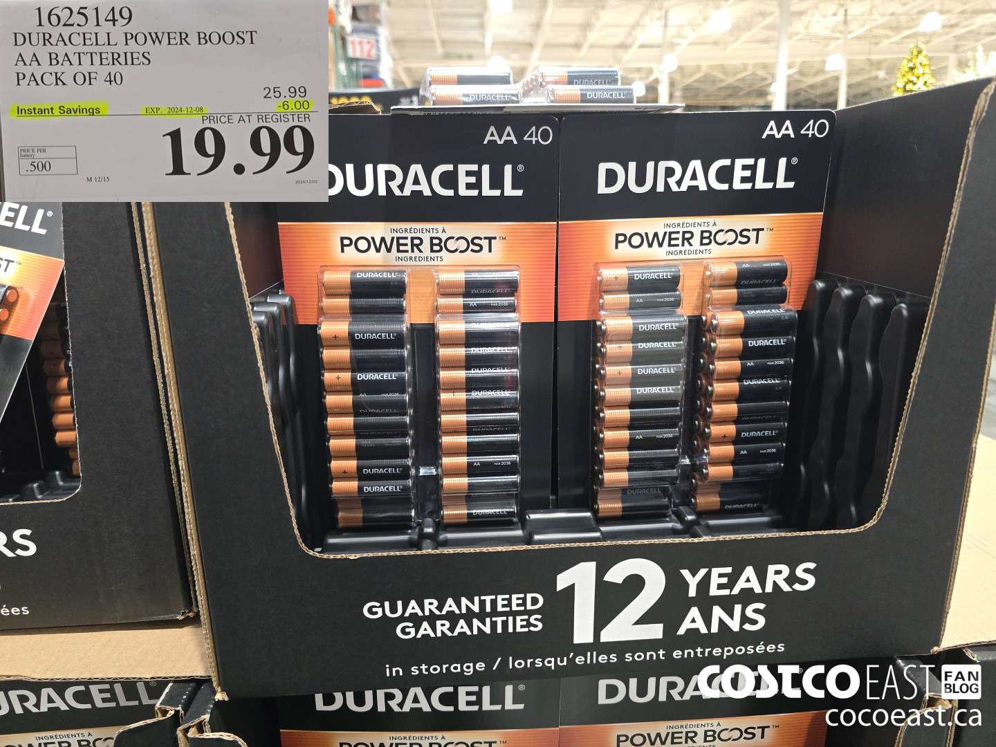 1625149 DURACELL POWER BOOST AA BATTERIES PACK OF 40 ($6.00 INSTANT SAVINGS EXPIRES ON 2024-12-08) $19.99