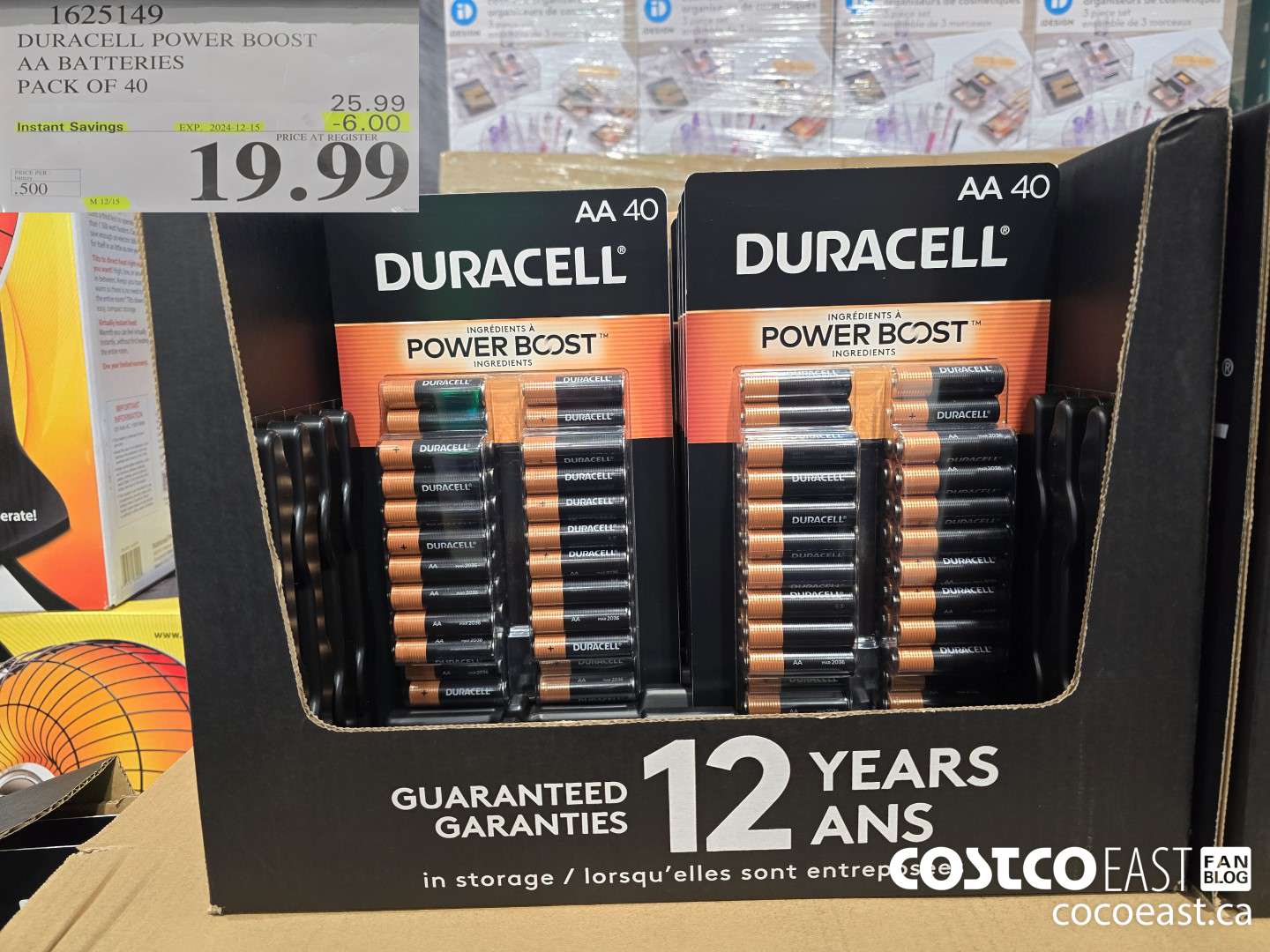 1625149 DURACELL POWER BOOST AA BATTERIES PACK OF 40 ($6.00 INSTANT SAVINGS EXPIRES ON 2024-12-15) $19.99