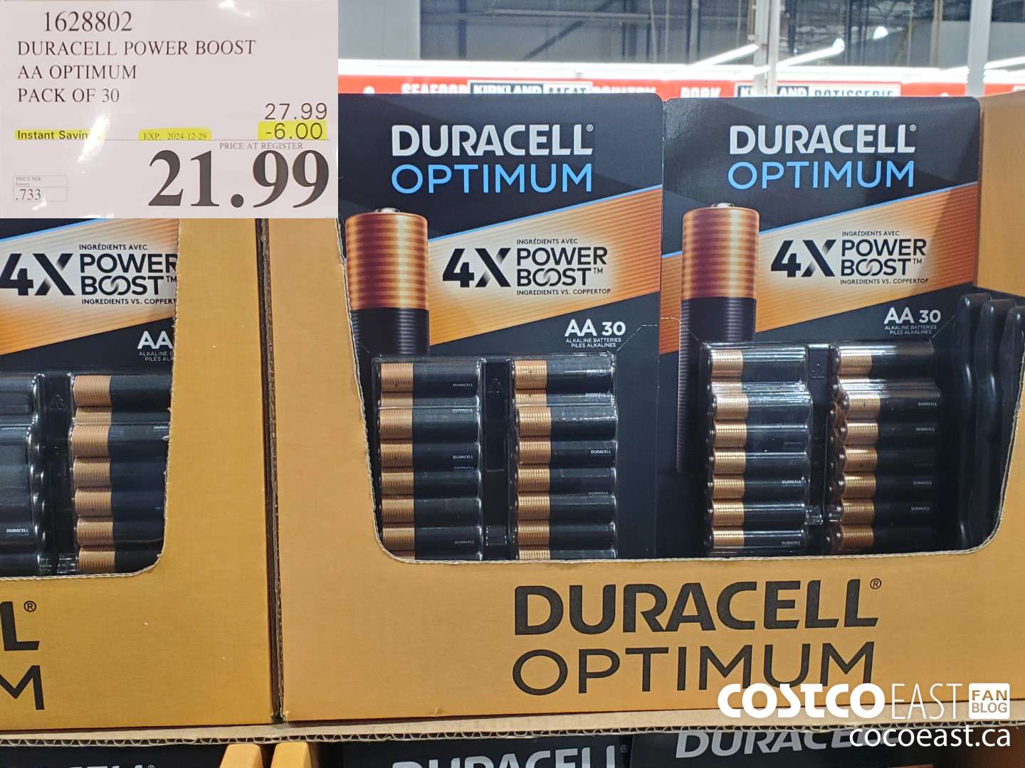 1628802 DURACELL POWER BOOST AA OPTIMUM PACK OF 30 ($6.00 INSTANT SAVINGS EXPIRES ON 2024-12-29) $21.99