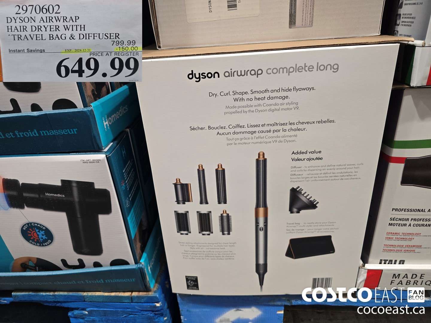 2970602 DYSON AIRWRAP HAIR DRYER WITH TRAVEL BAG & DIFFUSER ($100.00 INSTANT SAVINGS EXPIRES ON 2024-12-31) $699.99