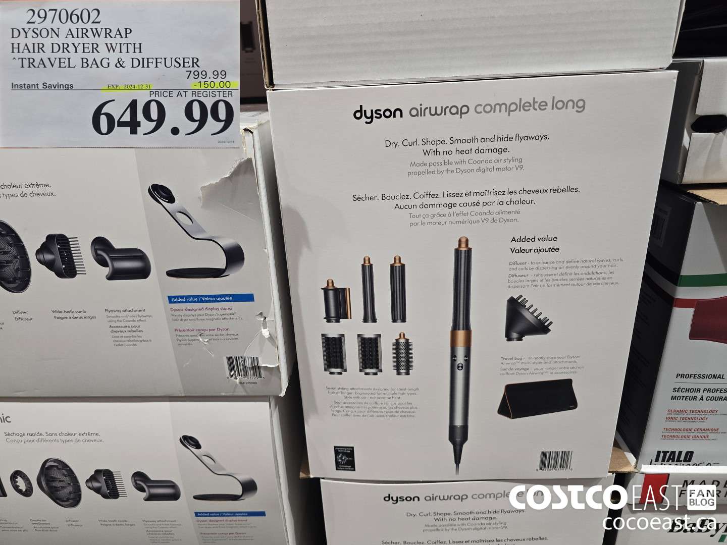2970602 DYSON AIRWRAP HAIR DRYER WITH TRAVEL BAG & DIFFUSER ($100.00 INSTANT SAVINGS EXPIRES ON 2024-12-31) $699.99
