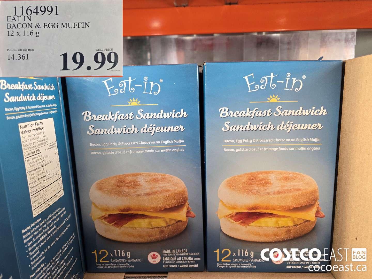 1164991 EAT IN BACON & EGG MUFFIN 12 X 116 G $19.99