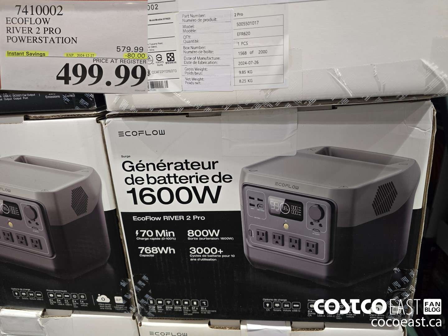 7410002 ECOFLOW RIVER 2 PRO POWERSTATION ($80.00 INSTANT SAVINGS EXPIRES ON 2024-12-27) $499.99