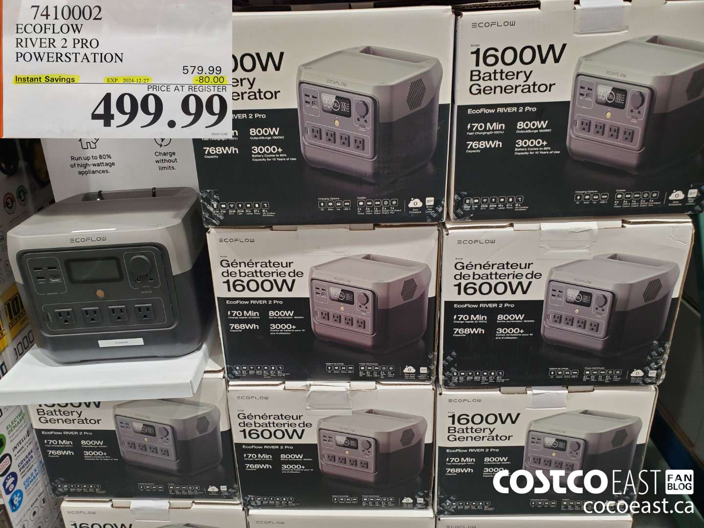 7410002 ECOFLOW RIVER 2 PRO POWERSTATION ($80.00 INSTANT SAVINGS EXPIRES ON 2024-12-27) $499.99
