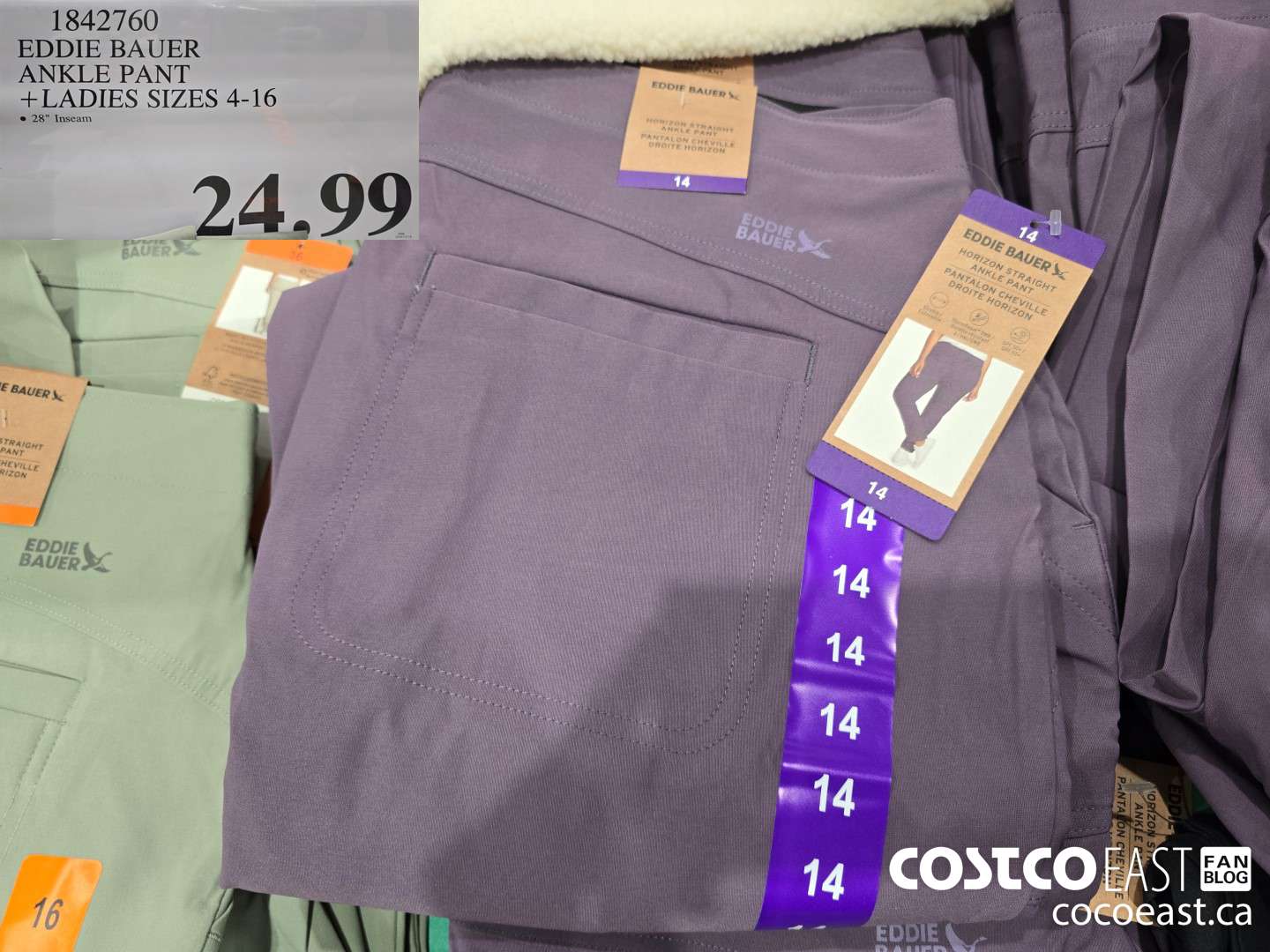 1842760 EDDIE BAUER ANKLE PANT + LADIES SIZES 4-16 $24.99
