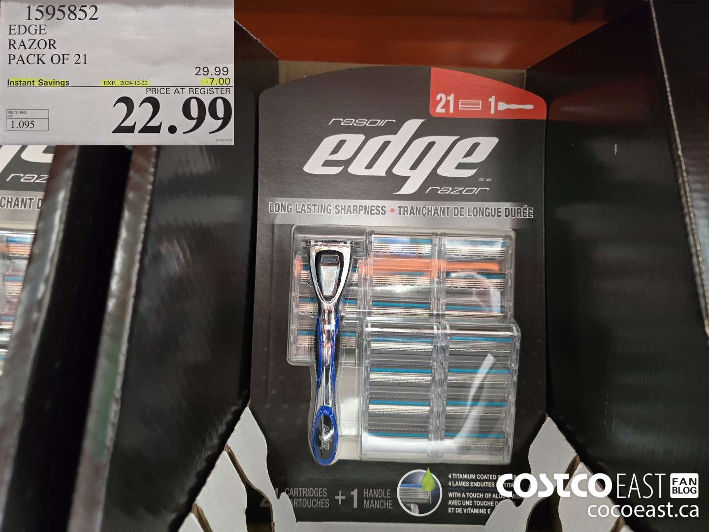 1595852 EDGE RAZOR PACK OF 21 ($7.00 INSTANT SAVINGS EXPIRES ON 2024-12-22) $22.99