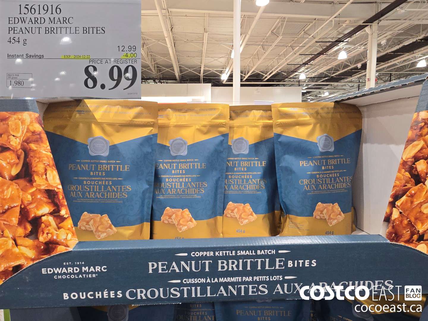 1561916 EDWARD MARC PEANUT BRITTLE BITES 454 G ($4.00 INSTANT SAVINGS EXPIRES ON 2024-12-22) $8.99