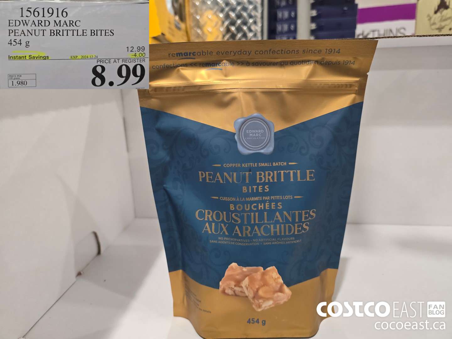 1561916 EDWARD MARC PEANUT BRITTLE BITES 454 G ($4.00 INSTANT SAVINGS EXPIRES ON 2024-12-24) $8.99
