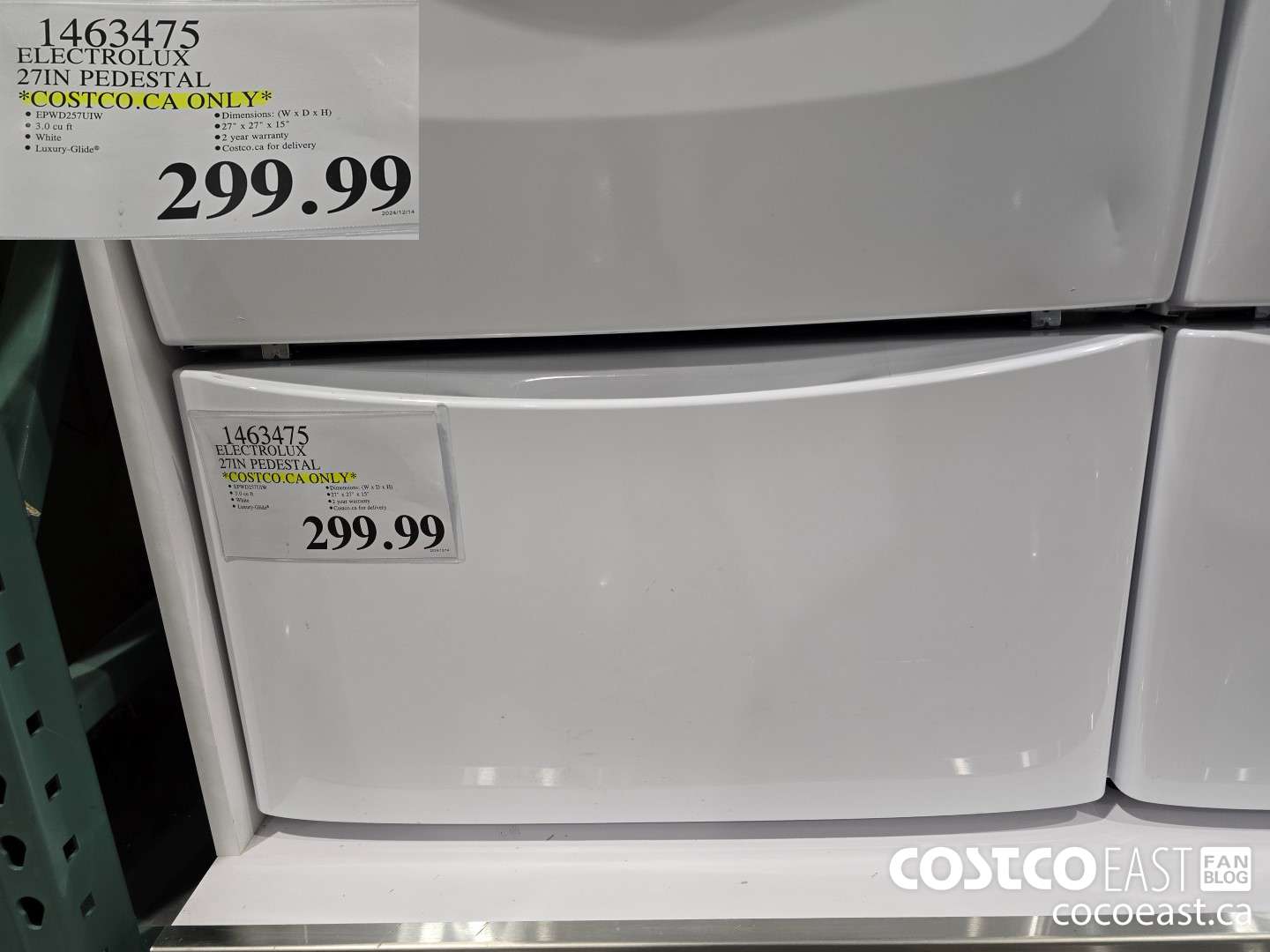 1463475 ELECTROLUX 27IN PEDESTAL “COSTCO.CA ONLY* $299.99