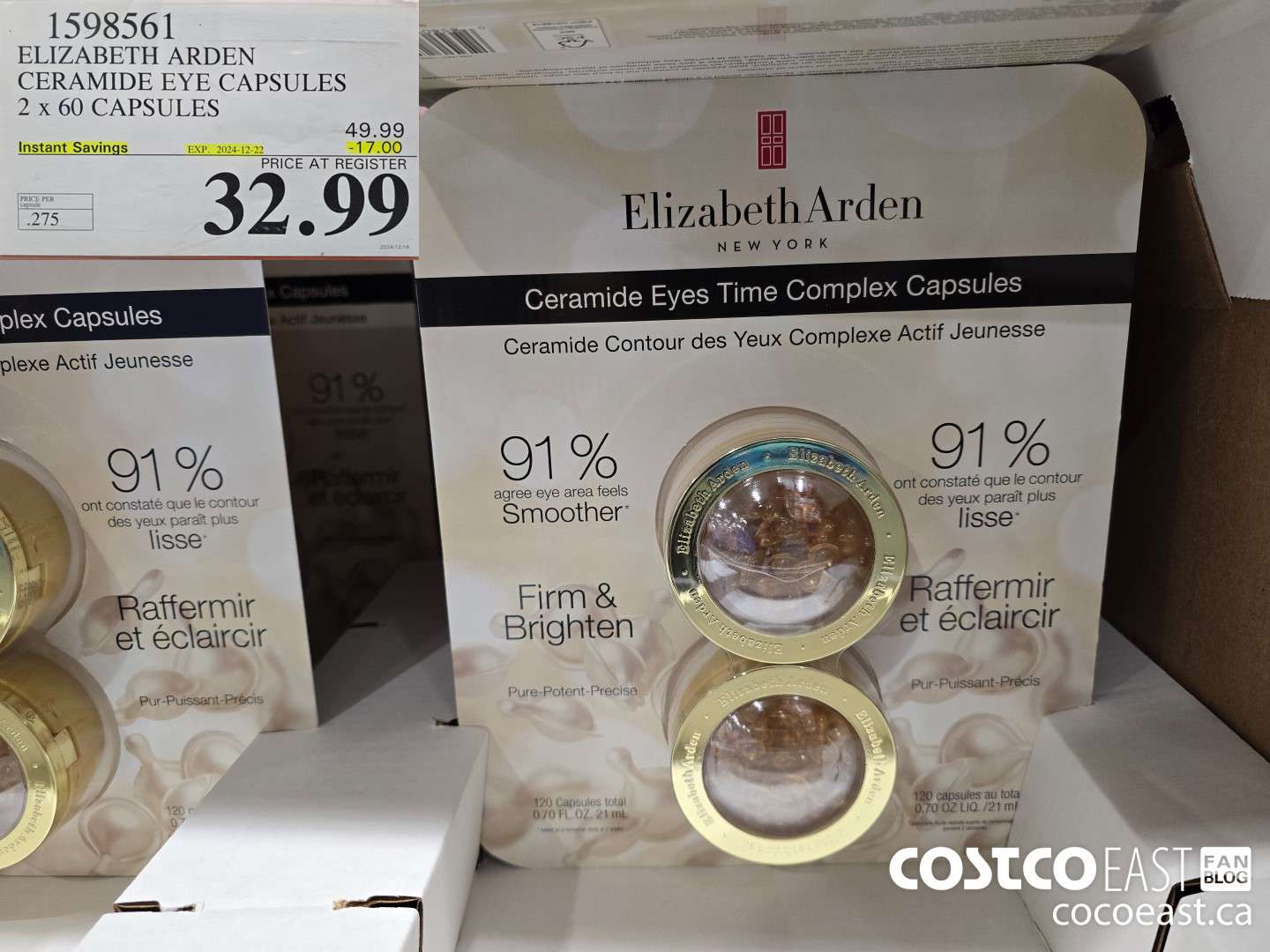 1598561 ELIZABETH ARDEN CERAMIDE EYE CAPSULES 2 x 60 CAPSULES ($17.00 INSTANT SAVINGS EXPIRES ON 2024-12-22) $32.99