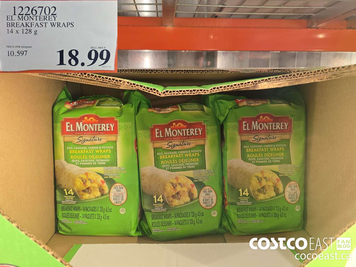 1226702 EL MONTEREY BREAKFAST WRAPS 14 x 128G $18.99