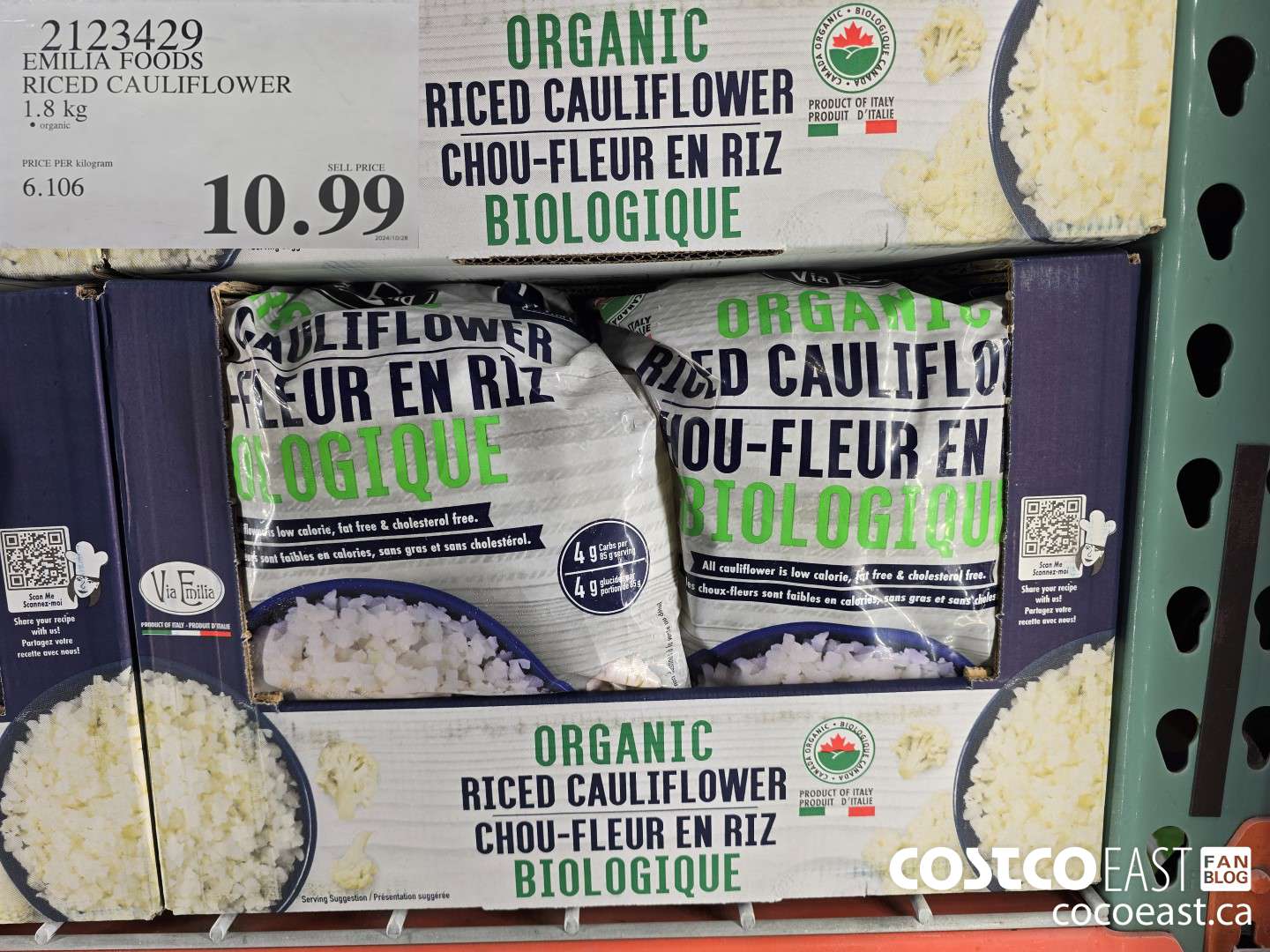 2123429 EMILIA FOODS RICED CAULIFLOWER 1.8 kg $10.99