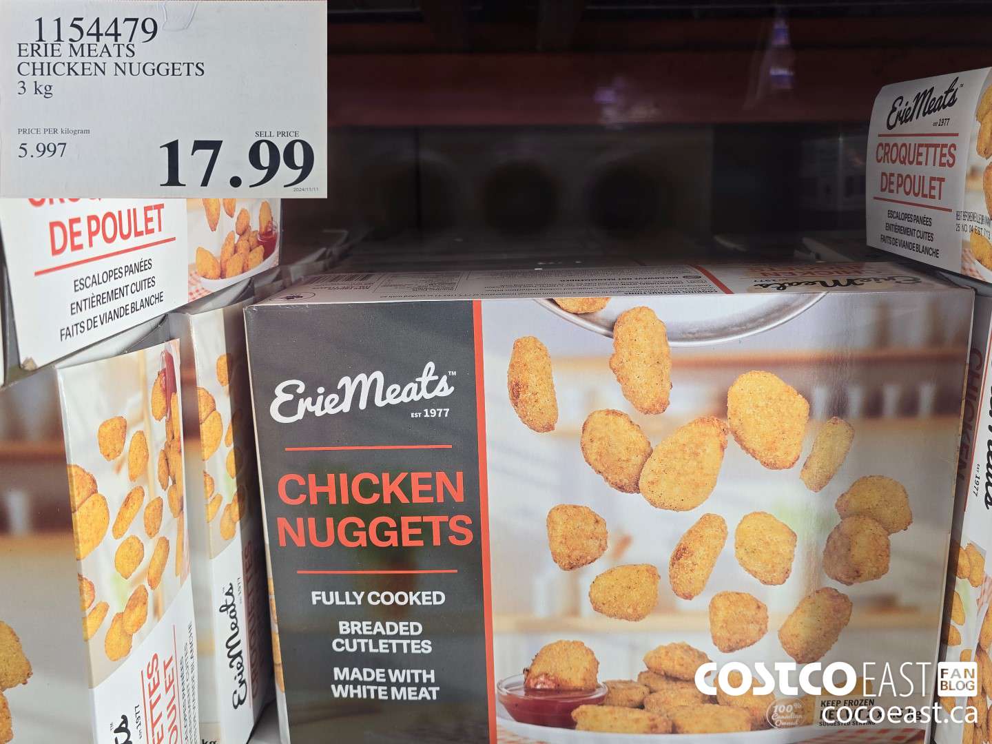 154479 ERIE MEATS CHICKEN NUGGETS 3 kg $17.99