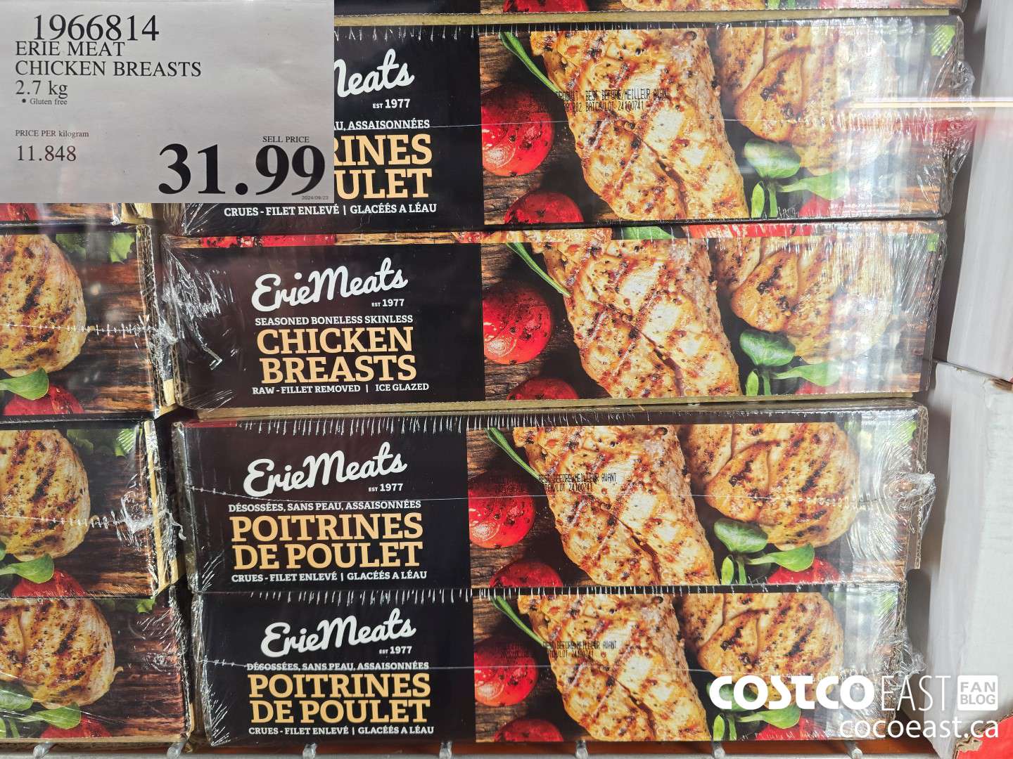 1966814 ERIE MEAT CHICKEN BREASTS 2.7KG $31.99