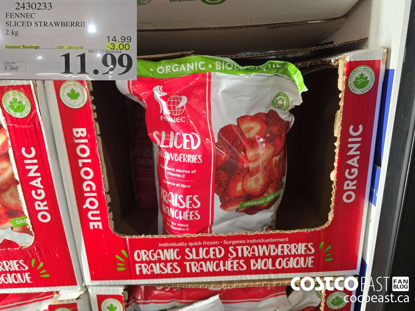 2430233 FENNEC SLICED STRAWBERRIES 2 kg ($3.00 INSTANT SAVINGS EXPIRES ON 2024-12-08) $11.99