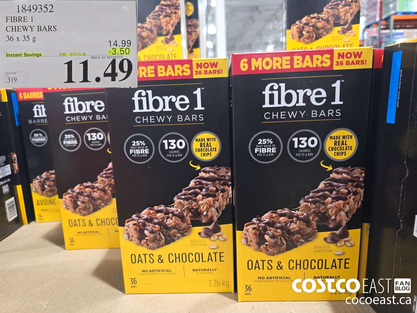 1849352 FIBRE CHEWY BARS 36 x 35 g ($3.50 INSTANT SAVINGS EXPIRES ON 2025-01-26) $11.49