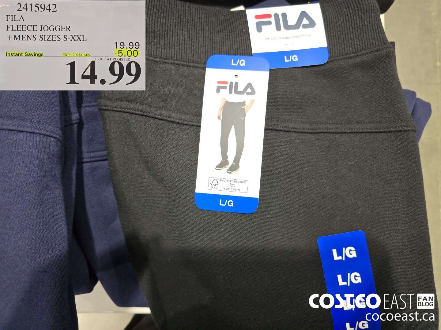 2415942 FILA FLEECE JOGGER +MENS SIZES S-XXL ($5.00 INSTANT SAVINGS EXPIRES ON 2025-01-05) $14.99