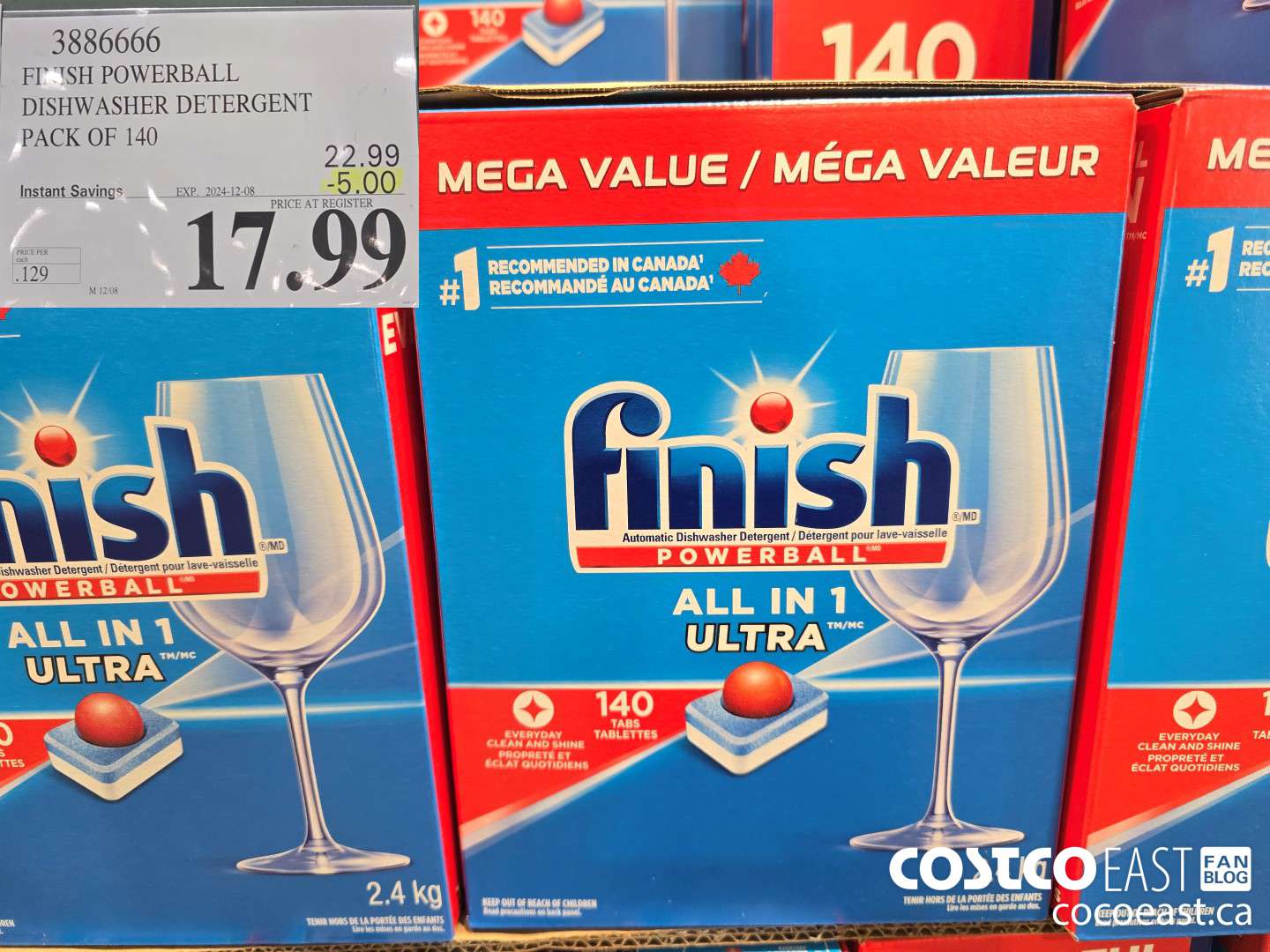 3886666 FINISH POWERBALL DISHWASHER DETERGENT PACK OF 140 ($5.00 INSTANT SAVINGS EXPIRES ON 2024-12-08) $17.99