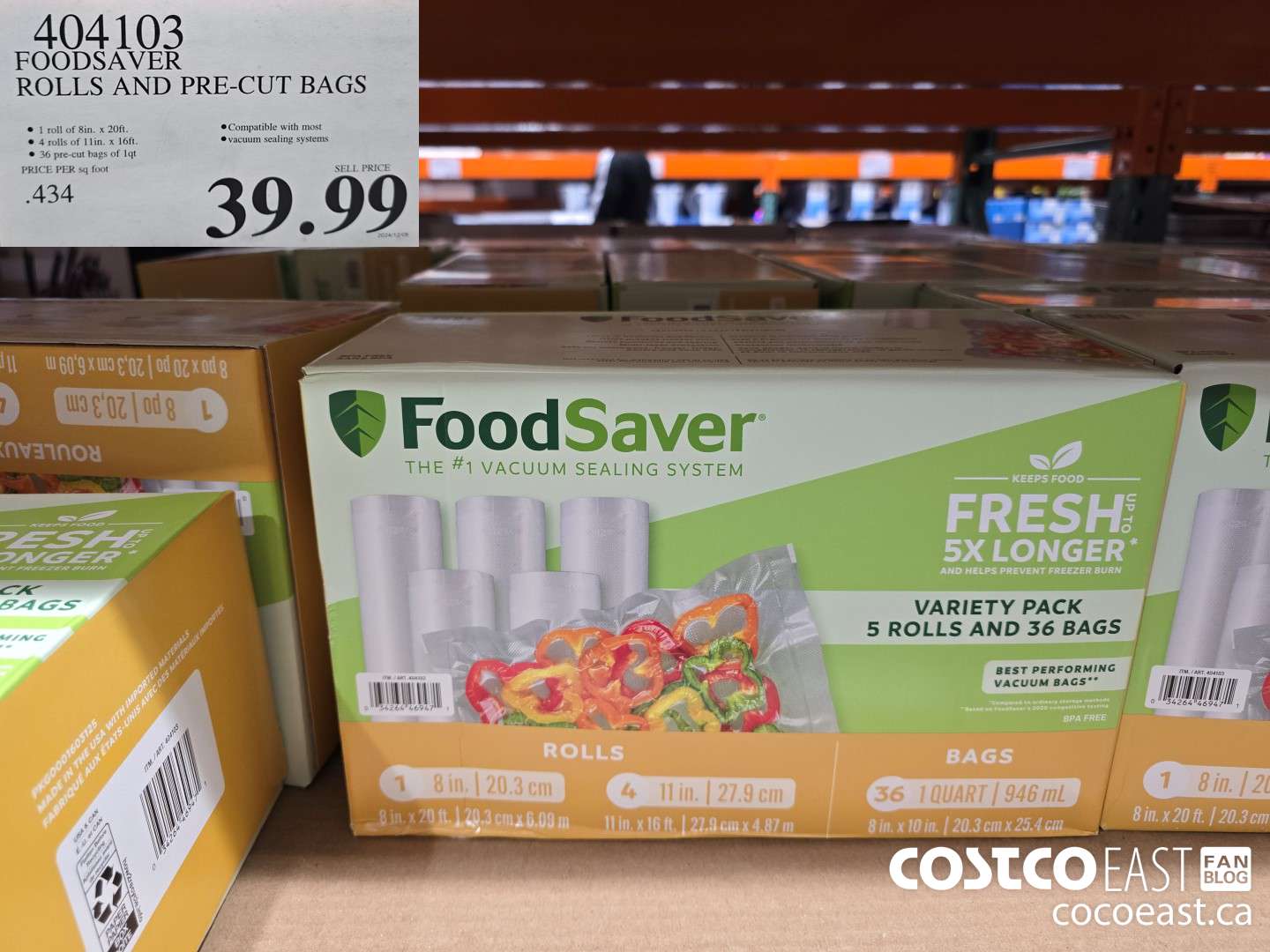 404103 FOODSAVER ROLLS AND PRE-CUT BAGS $39.99