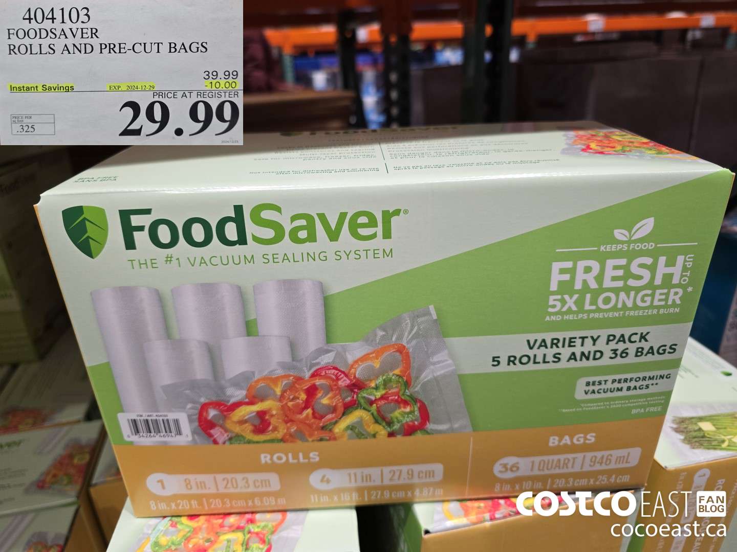 404103 FOODSAVER ROLLS AND PRE-CUT BAGS ($10.00 INSTANT SAVINGS EXPIRES ON 2024-12-29) $29.99