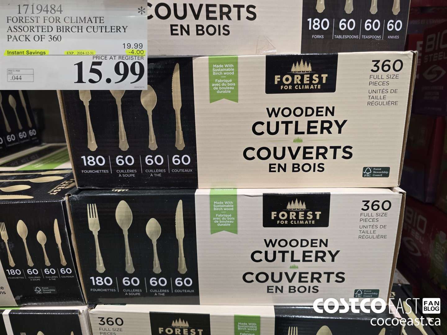 1719484 FOREST FOR CLIMATE ASSORTED BIRCH CUTLERY PACK OF 360 ($4.00 INSTANT SAVINGS EXPIRES ON 2024-12-31) $15.99