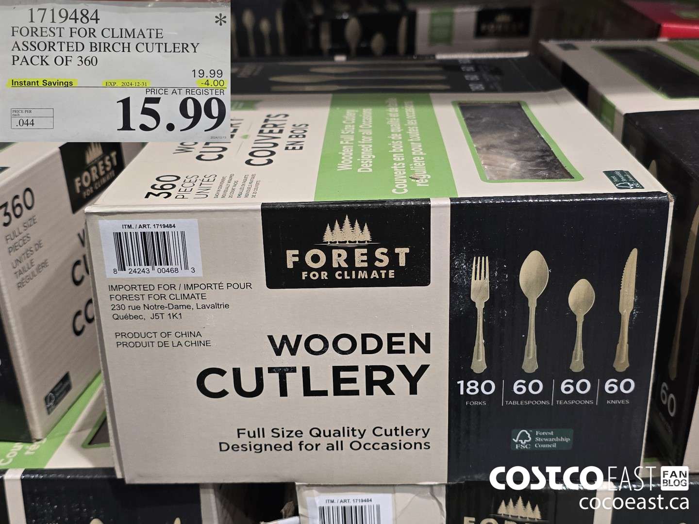 1719484 FOREST FOR CLIMATE ASSORTED BIRCH CUTLERY PACK OF 360 ($4.00 INSTANT SAVINGS EXPIRES ON 2024-12-31) $15.99