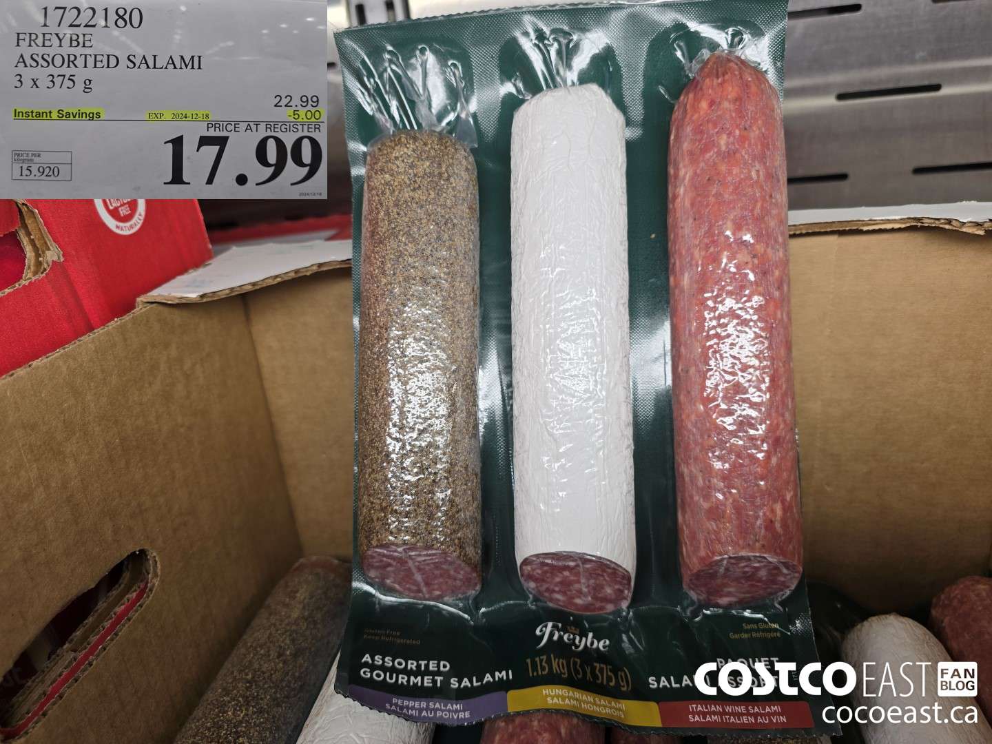 1722180 FREYBE ASSORTED SALAMI 3 x 375 ($5.00 INSTANT SAVINGS EXPIRES ON 2024-12-18) $17.99