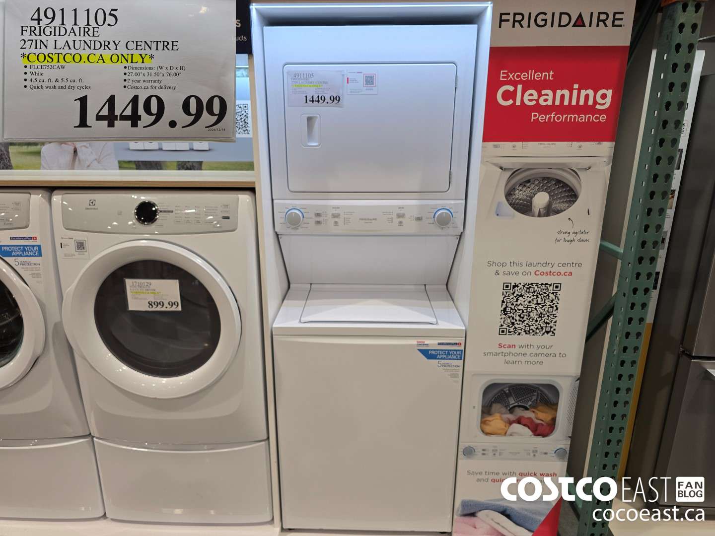 4911105 FRIGIDAIRE 27IN LAUNDRY CENTRE *COSTCO.CA ONLY* $1449.99