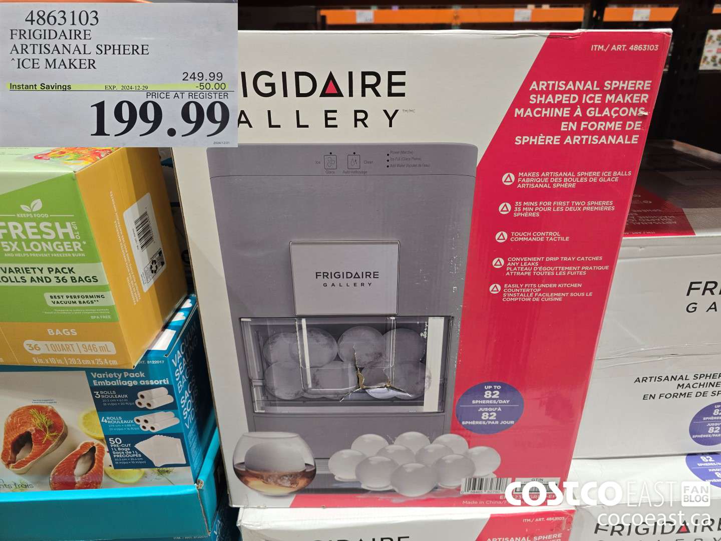 4863103 FRIGIDAIRE ARTISINAL SPHERE ICE MAKER  ($50.00 INSTANT SAVINGS EXPIRES ON 2024-12-29) $199.99