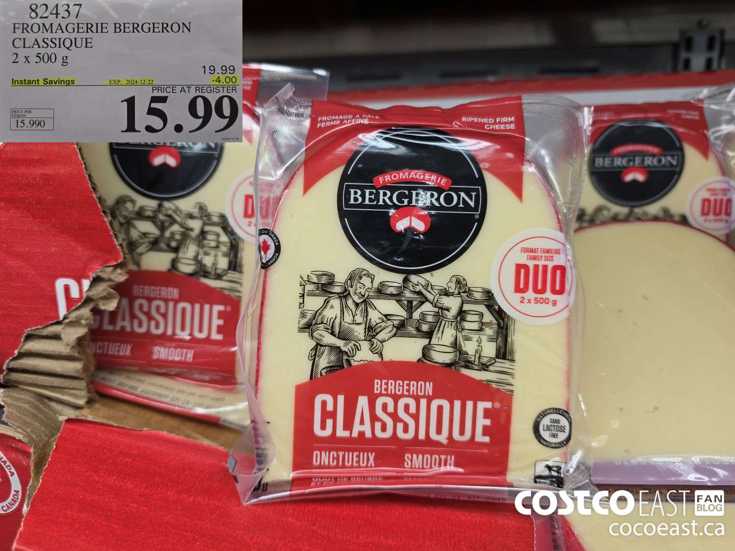 82437 FROMAGERIE BERGERON CLASSIC 2 x 500 g ($4.00 INSTANT SAVINGS EXPIRES ON 2024-12-22) $15.99