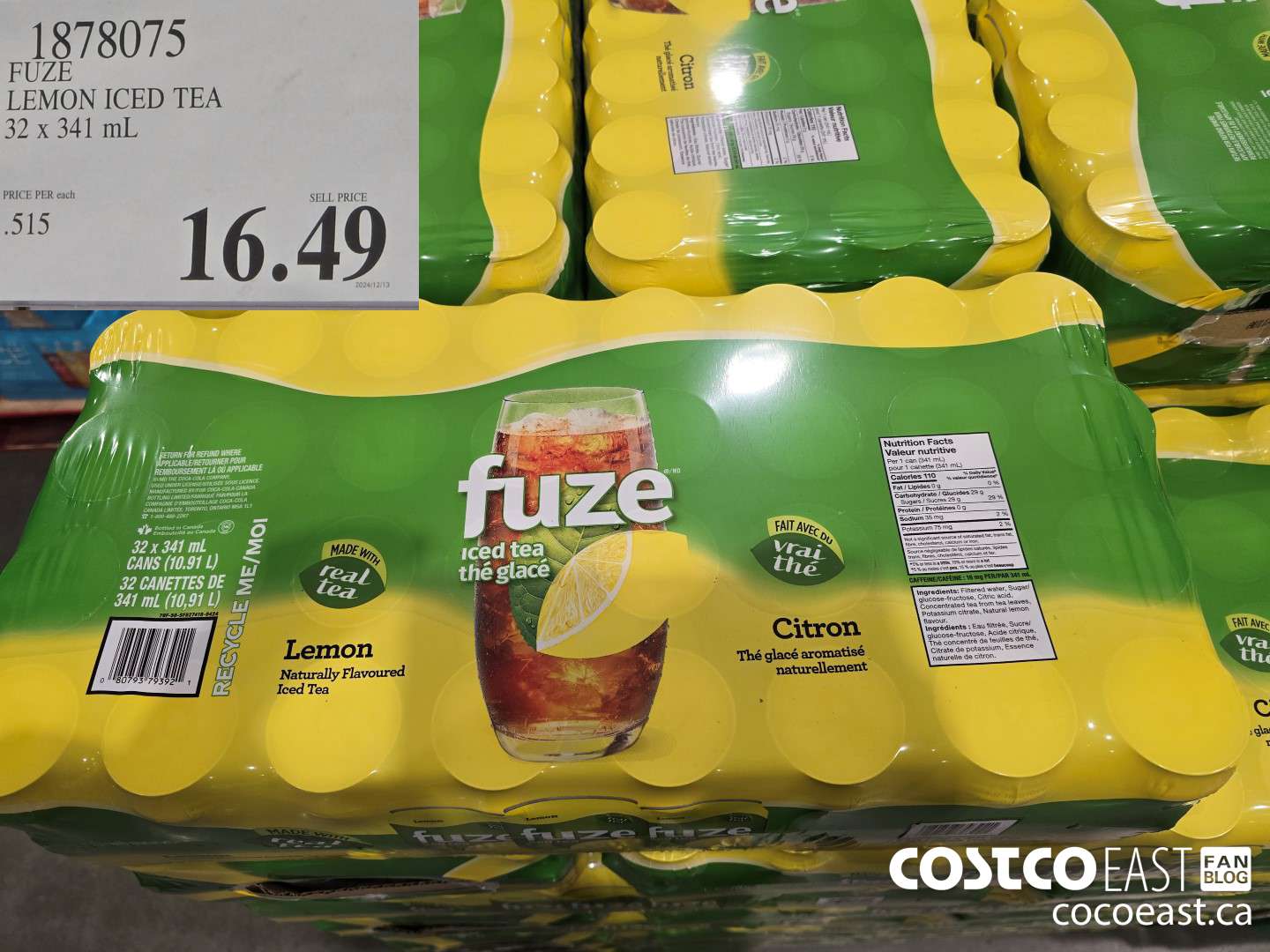 1878075 FUZE LEMON ICED TEA 32 x 341 mL $16.49