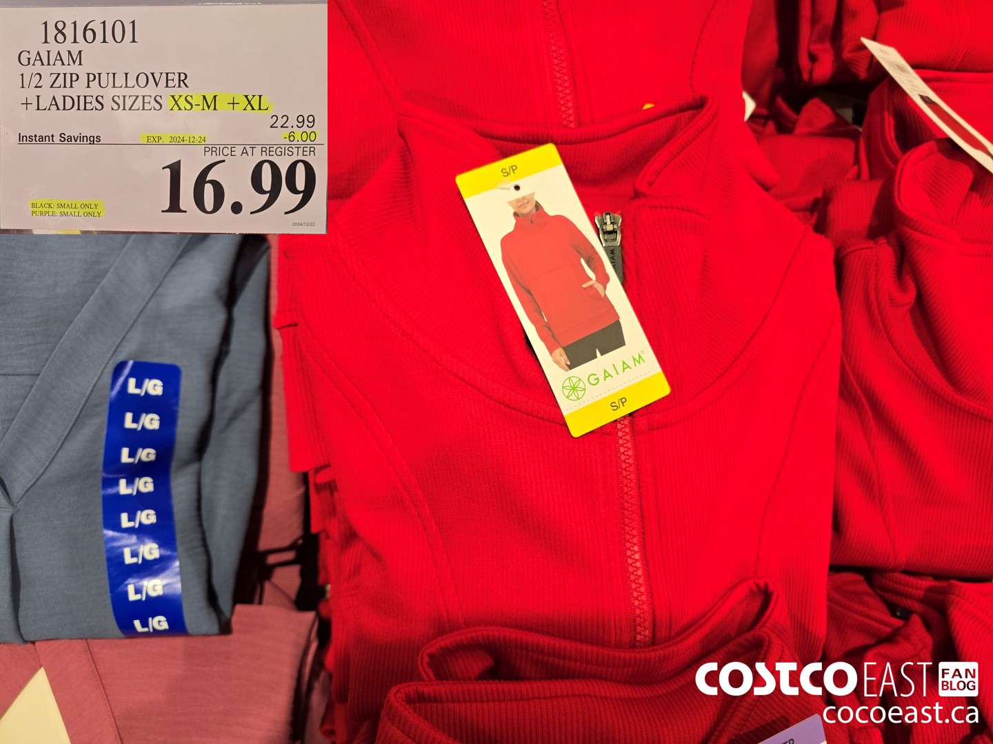 1816101 GAIAM 1/2 ZIP PULLOVER +LADIES SIZES XS-M +XL ($6.00 INSTANT SAVINGS EXPIRES ON 2024-12-24) $16.99