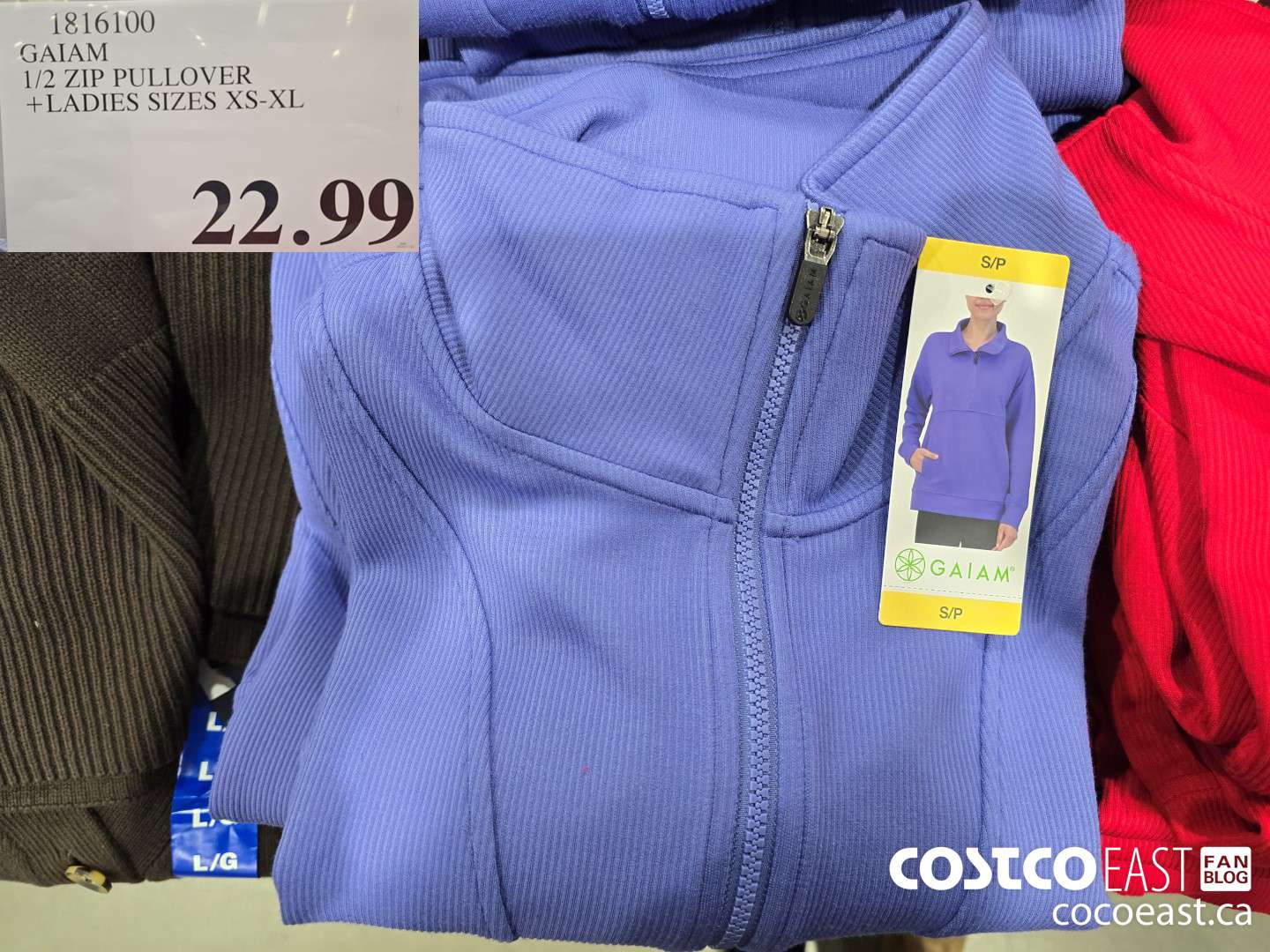 1816100 GAIAM 1/2 ZIP PULLOVER +LADIES SIZES XS-XL $22.99