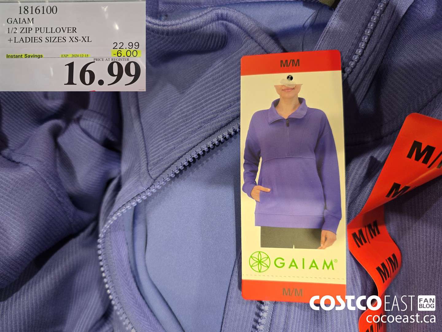 1816100 GAIAM 1/2 ZIP PULLOVER +LADIES SIZES XS-XL ($6.00 INSTANT SAVINGS EXPIRES ON 2024-12-15) $16.99
