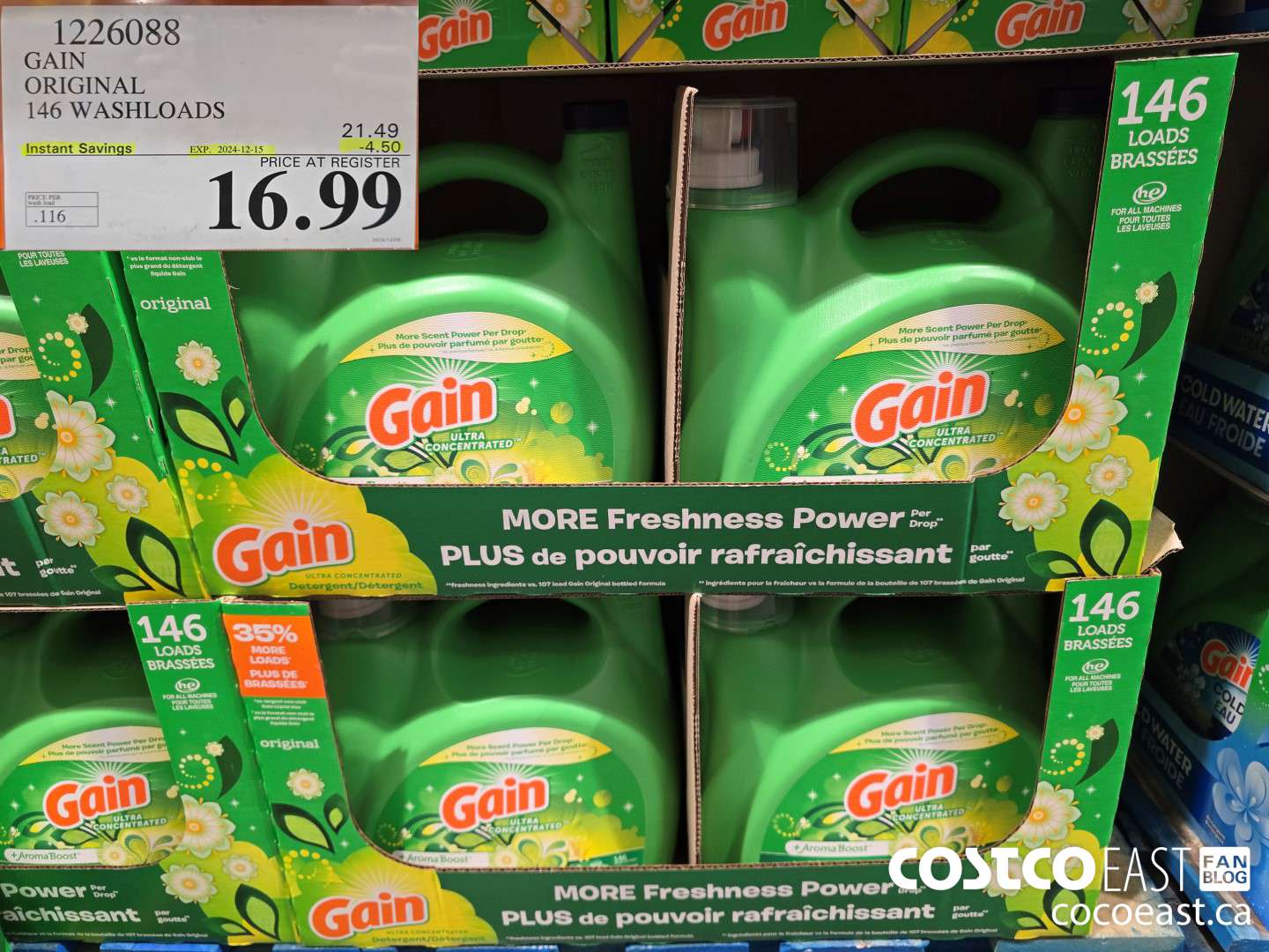 1226088 GAIN ORIGINAL 146 washloads ($4.50 INSTANT SAVINGS EXPIRES ON 2024-12-15) $16.99